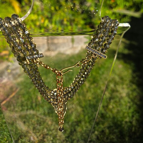 Heidi Daus Smoky Topaz Strand Swarovski Crystal Torsade Choker Necklace - Picture 7 of 11